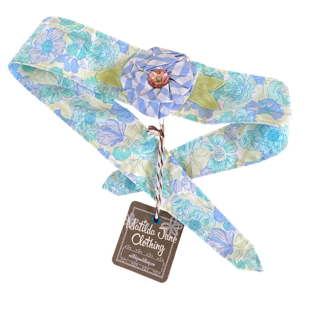 Matilda Jane Headband Hair Tie Multicolor Floral Whinsical New NWT Blue Green